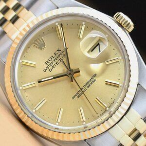 ROLEX MENS 18K GOLD & STAINLESS DATEJUST MINT